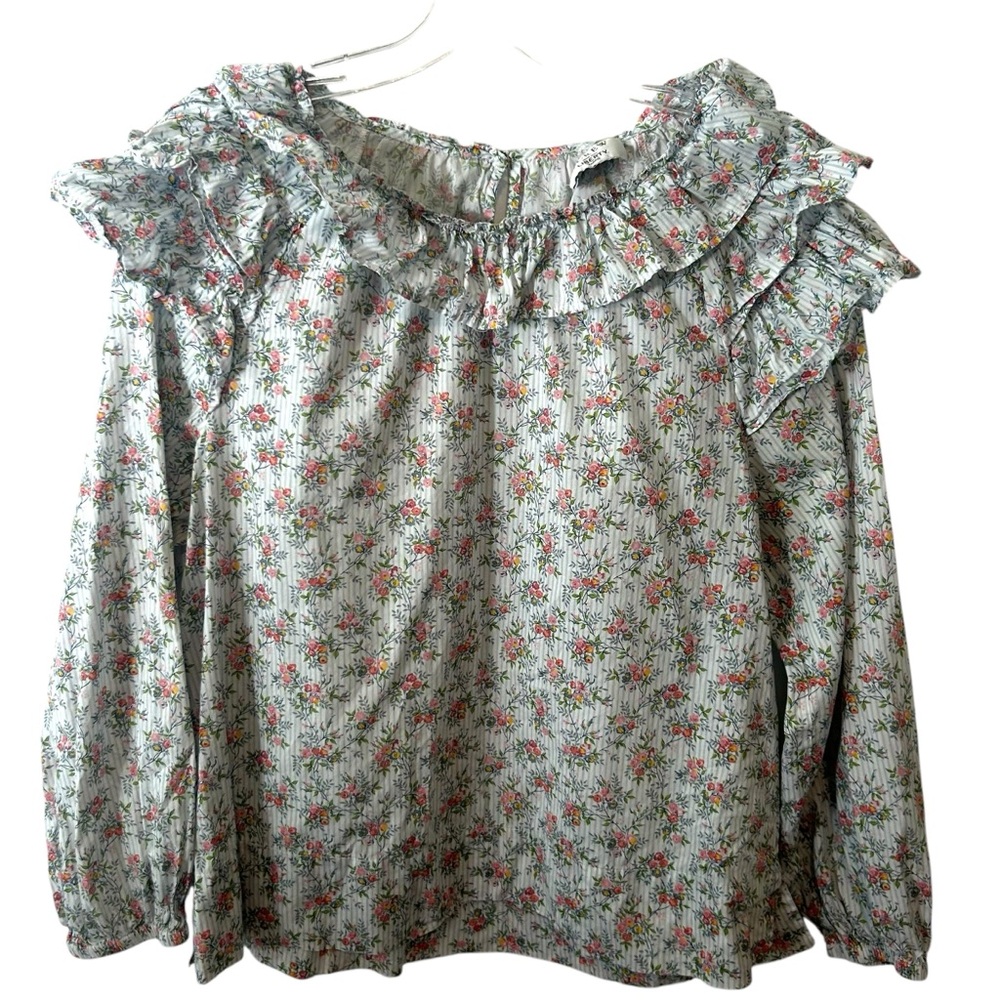 J.‎ Crew Women's Liberty Winding Roses Floral Cotton Ruffle Top in Size M